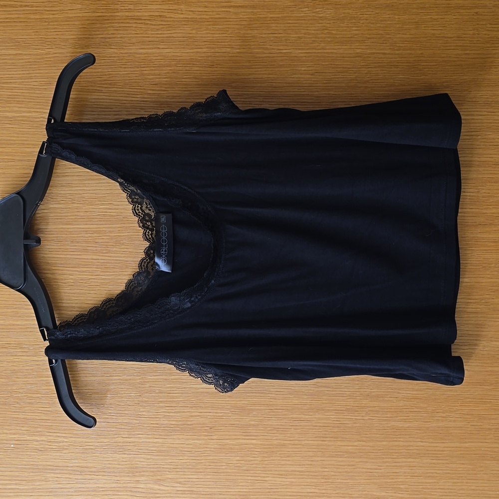 Foxblood Shelby Black Lace Trim Tank Top